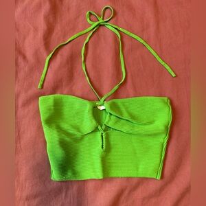 Vibrant Green Ribbed Knit Top